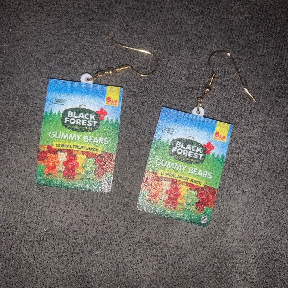 Black Forest Gummy Bear Candy Snacks Products Earrings -44